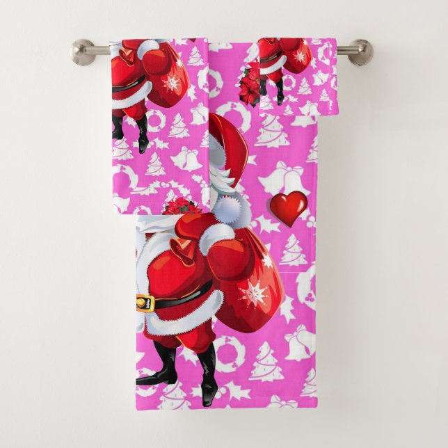 Christmas Bath Towel Sets, Santa (Insitu)