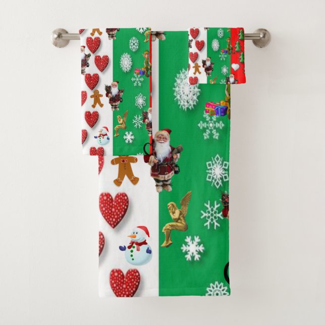 Christmas Bath Towel Sets, Santa (Insitu)