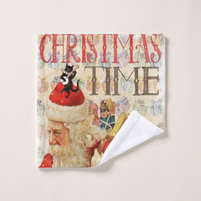 Christmas Bath Towel Sets, Santa (Wash Cloth)