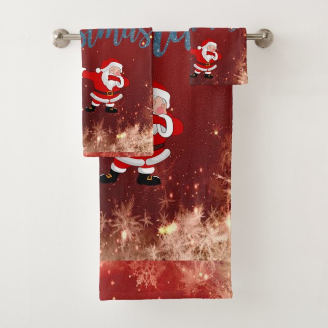 Christmas Bath Towel Sets, Santa (Insitu)
