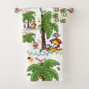 Christmas Bath Towel Sets, Santa Claus Beach Party