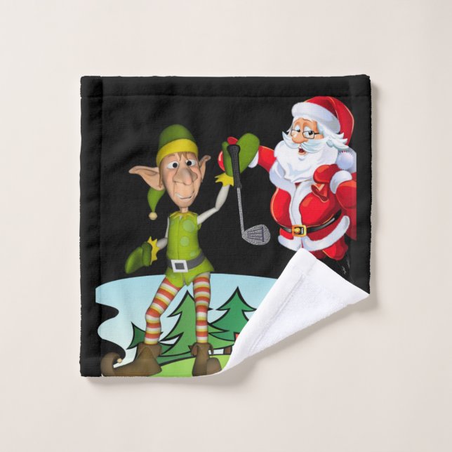 Christmas Bath Towel Sets, Santa Golf (Wash Cloth)