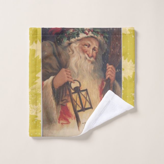 Christmas Bath Towel Sets, Santa Vintage (Wash Cloth)