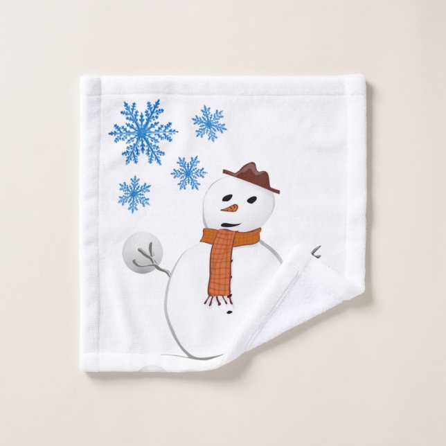 Christmas Bath Towel Sets, Snowman (Wash Cloth)