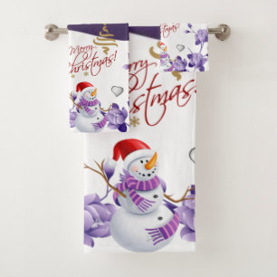 Christmas Bath Towel Sets, Snowman