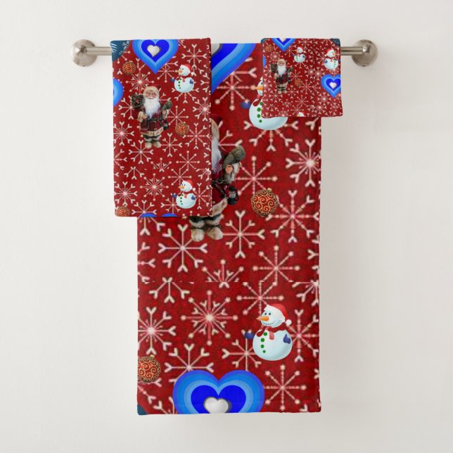 Christmas Bath Towel Sets, Snowman (Insitu)