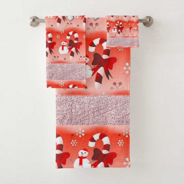 Christmas Bath Towel Sets, Snowman (Insitu)