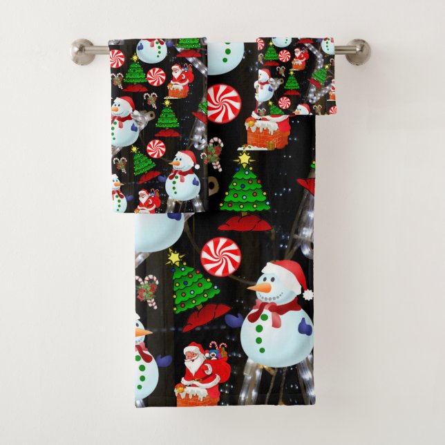 Christmas Bath Towel Sets, Snowman (Insitu)