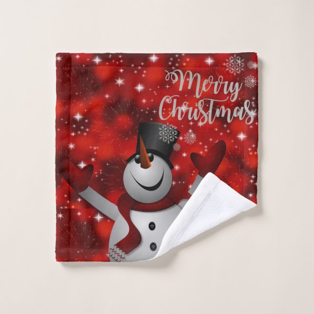 Christmas Bath Towel Sets, Snowman (Wash Cloth)