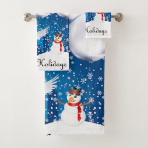 Christmas Bath Towel Sets, Snowman