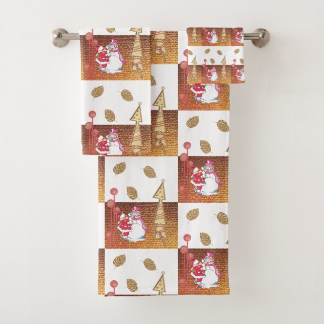 Christmas Bath Towel Sets, Snowman (Insitu)