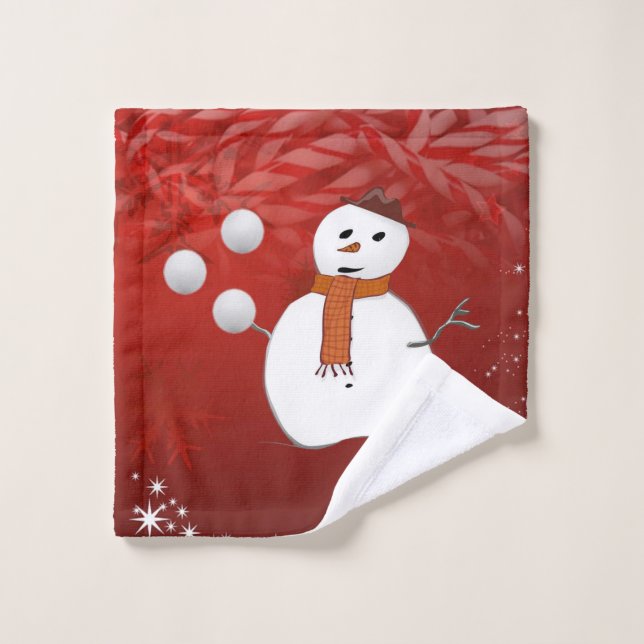 Christmas Bath Towel Sets, Snowman (Wash Cloth)