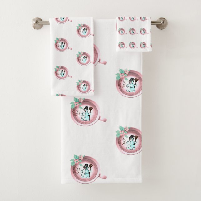 Christmas Bath Towel Sets, Snowman (Insitu)
