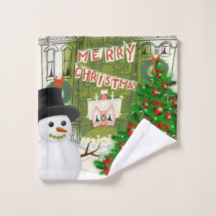 Christmas Bath Towel Sets, Snowman
