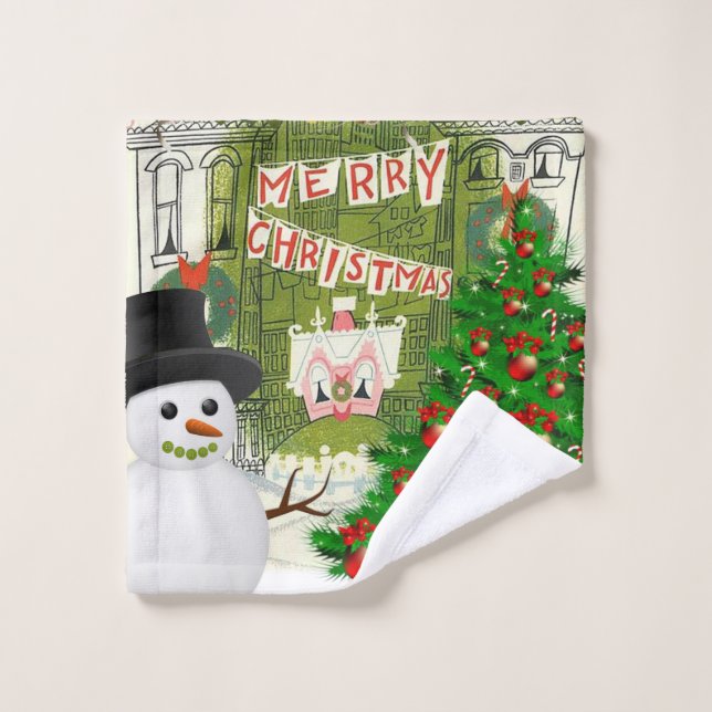 Christmas Bath Towel Sets, Snowman (Wash Cloth)