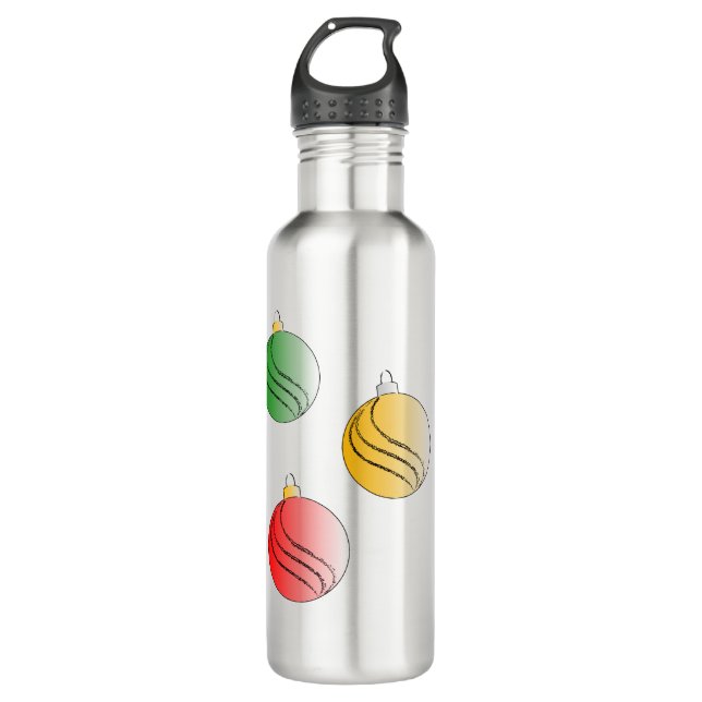 Christmas Baubals Stainless Steel Water Bottle (Front)