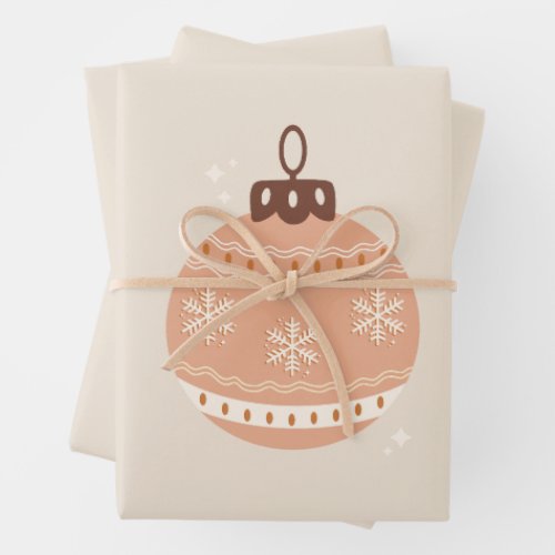 Christmas Bauble Beige Wrapping Paper Sheets