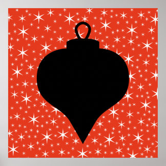 Christmas Bauble Design in Black, Red and White. Poster