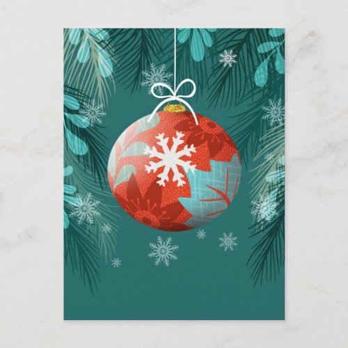 Christmas bauble  holiday postcard