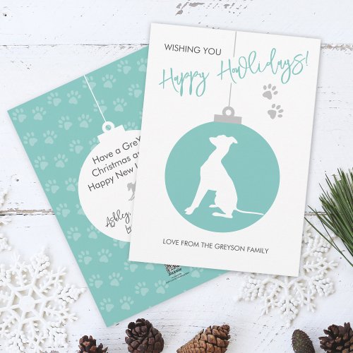Christmas Bauble Italian Greyhound Dog Silhouette Holiday Card