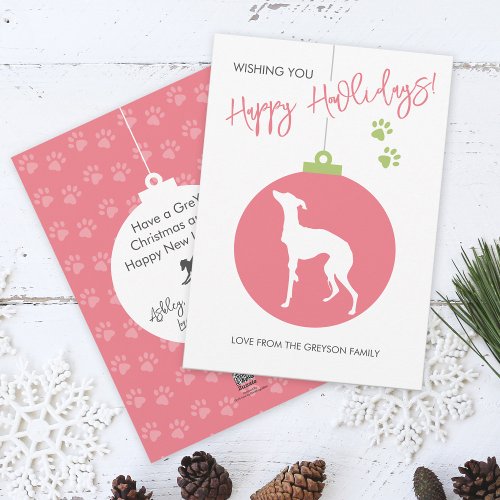 Christmas Bauble Italian Greyhound Dog Silhouette Holiday Card