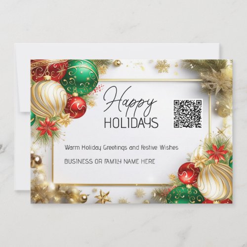 Christmas bauble luxurious white gold QR business  Holiday Card