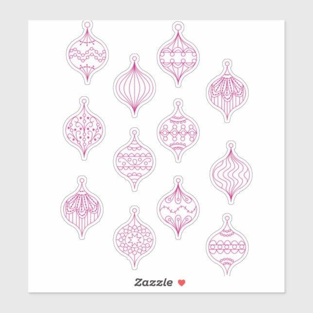 Christmas Bauble Ornament Line Art Sticker (Sheet)