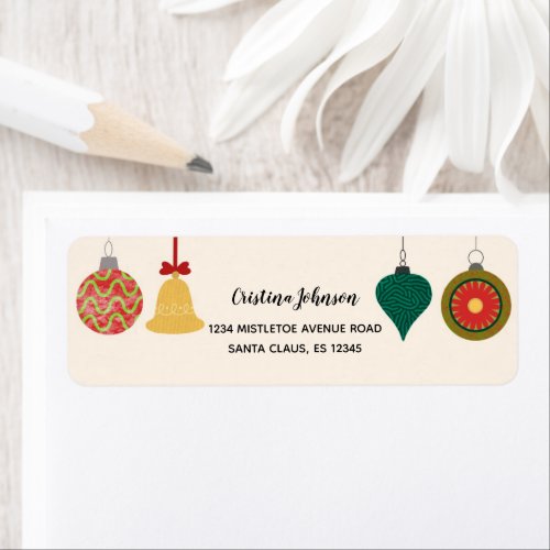 Christmas Bauble Ornament Return Address Label