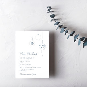 Christmas Bauble Ornaments Winter Ice Blue Wedding Save The Date