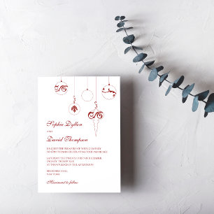 Christmas Bauble Ornaments Winter Red Wedding Invitation
