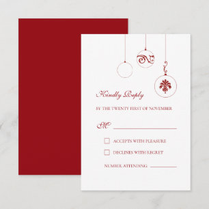 Christmas Bauble Ornaments Winter Red Wedding RSVP Card