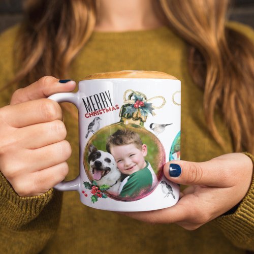 Christmas Baubles 3_Photo Collage  Cute Holiday Coffee Mug