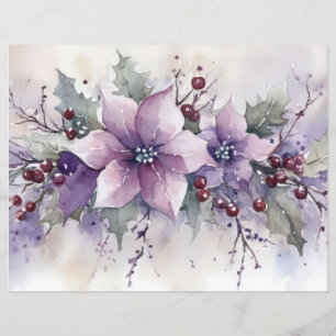 Christmas Baubles and Flowers Scrapbook Paper