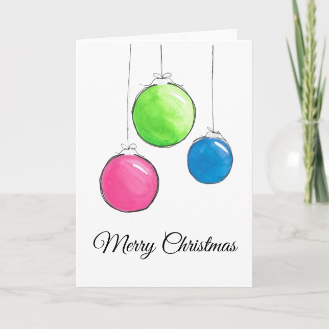 Christmas Baubles - Bright and Cheery Holiday Card (Front)