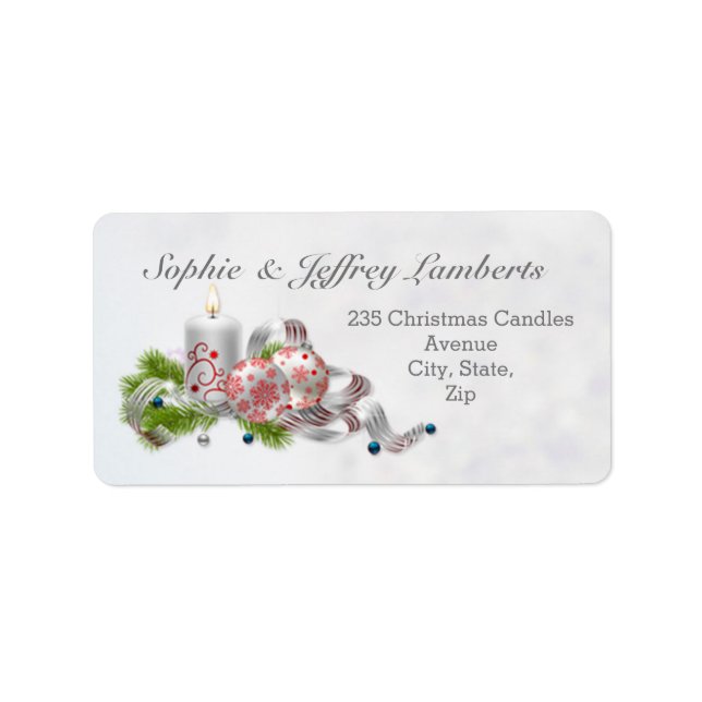 Christmas baubles, candle, pine label (Front)