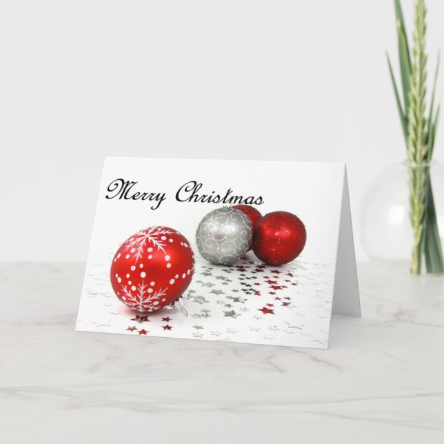 Christmas Baubles Greeting Holiday Card (Front)