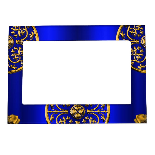 Christmas Baubles on Blue Magnetic Picture Frame (Front)