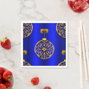 Christmas Baubles on Blue Paper Napkins