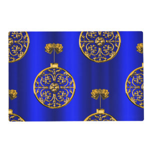 Christmas Baubles on Blue Placemat