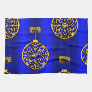 Christmas Baubles on Blue Towel