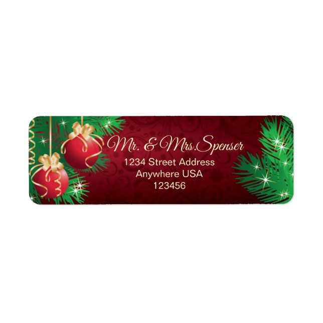 Christmas Baubles Pine Stars Label (Front)