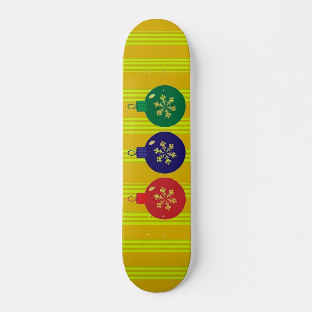 Christmas Baubles Skateboard Deck (Front)