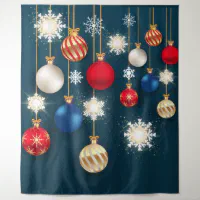 Christmas baubles snowflakes decorations backdrop