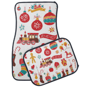 Christmas Baubles: Snowy Vintage Set. Car Floor Mat