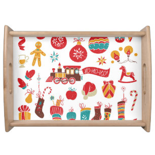 Christmas Baubles: Snowy Vintage Set. Serving Tray
