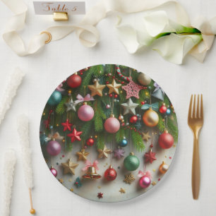 Christmas Baubles, Stars, and Bells  Paper Plates