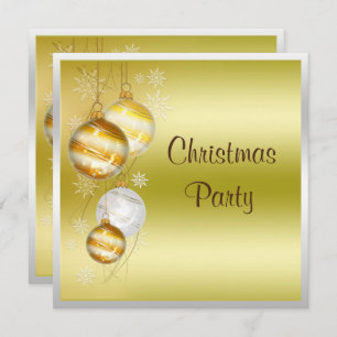 Christmas Baubles & Stars Christmas Party Invitation