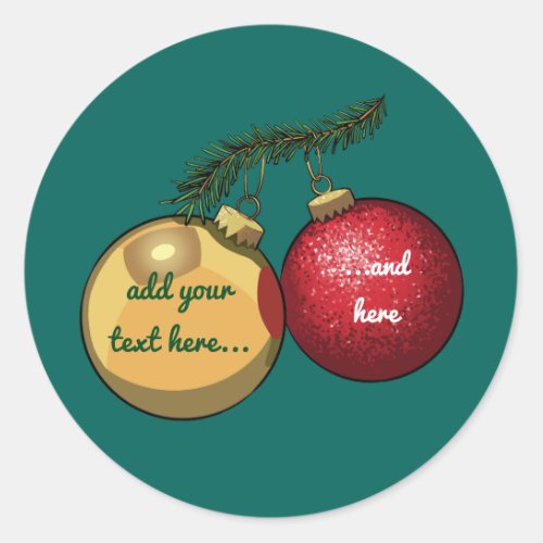 Christmas Baubles Tree Decorations Xmas Cartoon Classic Round Sticker