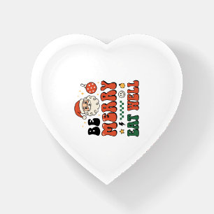 Christmas Be Merry Eat Well Santa Design Paperweight