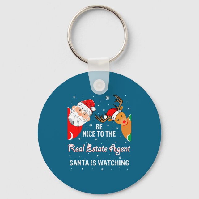 Christmas Be Nice To The Real Estate Agent Santa  Keychain (Front)